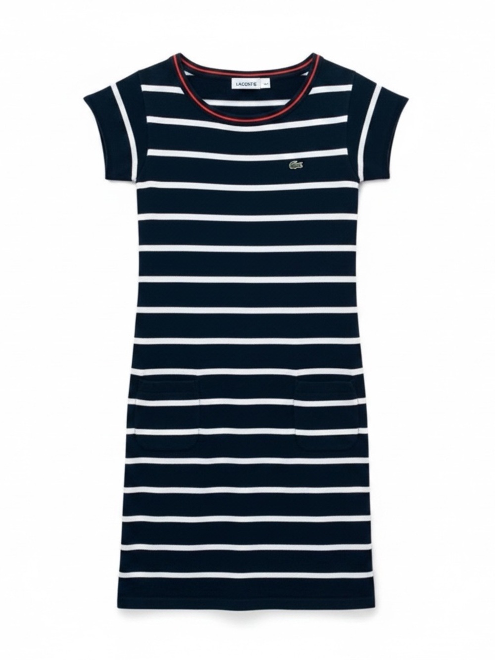 LACOSTE Striped T-Shirt Dress Navy White Women's 36 US 8 (Med) Athletic Preppy